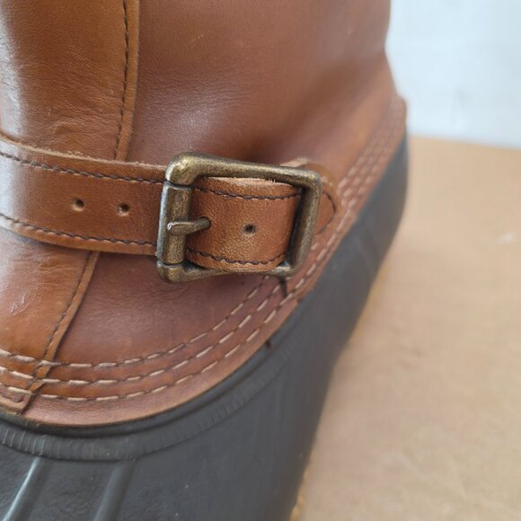 LL Bean Vintage Mens Lounger Duck Boot Engineer Buckle Leather Rubber Maine Sz 9 - Picture 8 of 13